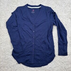 Isaac Mizrahi Live Essentials Navy Blue Long Sleeve Button Cardigan Women Small